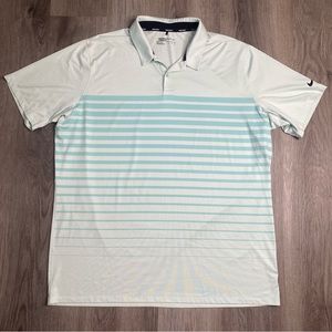 Nike Golf 2XL Mens Green Striped Short Sleeve Standard Fit DriFit Polo Shirt